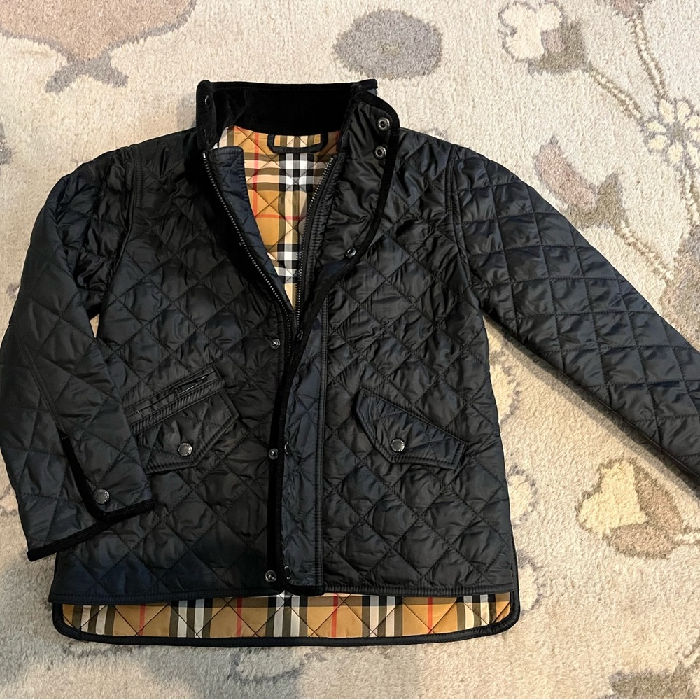 Black quilted Burberry jacket
